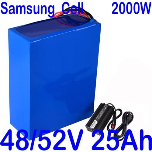52V 25AH Lithium Battery 51.8V 52V 25AH 22AH 20AH Ebike Battery 52V 1000W 1500W 2000W Electric Scooter Battery with 5A Charger
