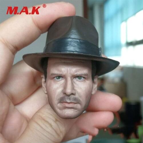1/6 Scale Harrison Ford Head Sculpt with Hard Cap Carved Normal/Damaged Version Male Figure Model for 12'' Action Figure
