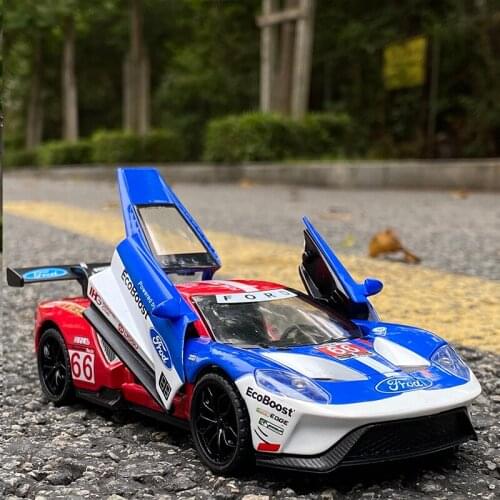 1:32 Ford V8 Track Alloy Sports Car Model Diecast Toy Vehicles Metal Toy Car Model Simulation Sound and Light Childrens Toy Gift