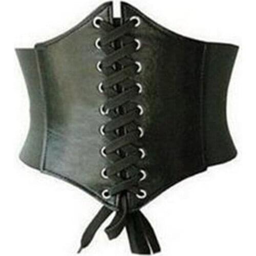 Fashion Cool Women PU Leather Tight Corset Tie Girls Elastic Extra Wide High Waist Slimming Belt Let Ladies Look Thinner