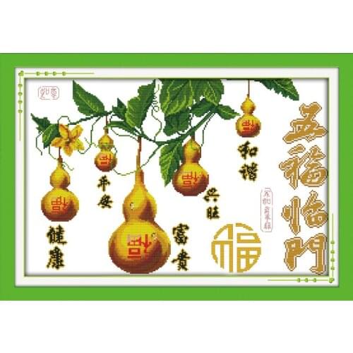 The five blessings have descended upon the house cross stitch kit 11ct print canvas stitching embroidery DIY handmade needlework