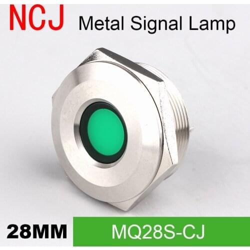 NCJ 28mm Metal LED Signal lamp Indicator pilot Warning light Signalization boat car panel dashboard 3V 6V 12V 24V 110V 220V