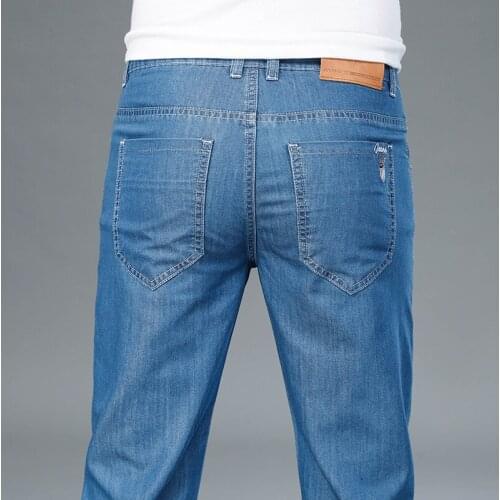 2021 Spring And Summer New MenS Thin Business Jeans High Quality Stretch Loose Straight Denim Trousers Male Brand Casual Pants