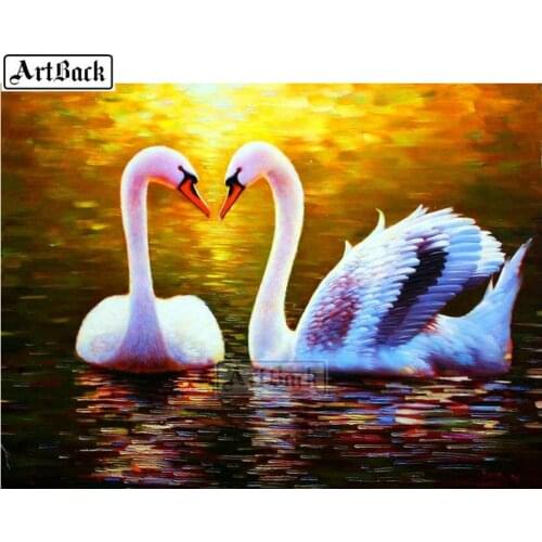 NEW Full square 5d diamond painting swan pattern 3d diamond embroidery rhinestone resin mosaic decorative painting animal