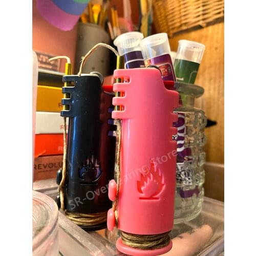 Plastic Lighter Shell Portable Cigarette Lighter Shell With Ignition Twine Cigarette Lighter Protection Case Smoking Accessories