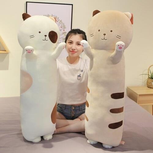 Cat Plush Toys Super Cute Plush Toy Cartoon Cat Long Pillow Stuffed Doll Birthday Christmas Gift