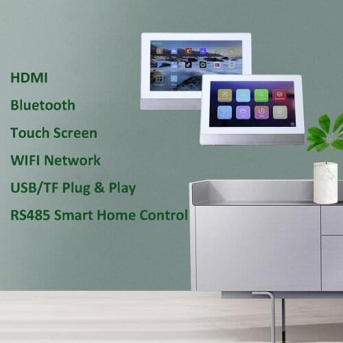 Support 5G WIFI Bluetooth In Wall Amplifier Android 8.1 Smart Home Power Audio Music System 7" HD Display Player Connect To TV