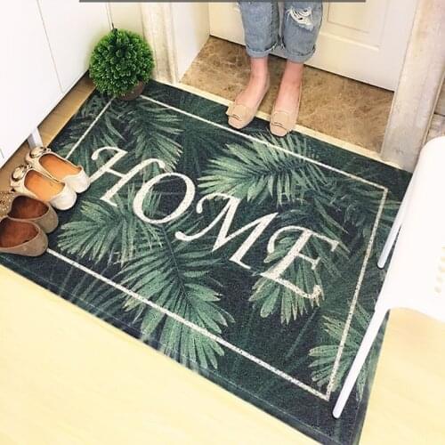 PVC Silk Loop Dust-proof Printed Doormat Green Leaves Outdoor Door Rug Mats Thick Shoes Scraper for Bathroom Area Rugs