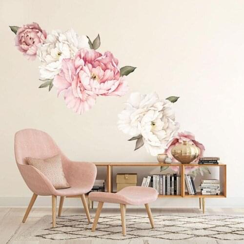 Peony Flower Self-Adhesive Wall Sticker Home Bedroom Living Room Hallway Decal