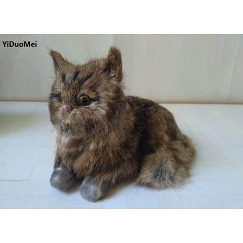Cute simulation lying cat toy plastic&furs cute cat gift about 15x9x11cm 0881