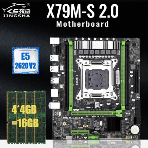 LGA 2011 X79 Gaming Motherboard Kit with Xeon E5 2620 V2 CPU 8 Cores 16 Threads 16GB DDR3 ECC RAM Dual Channels NVME M.2 SSD Set