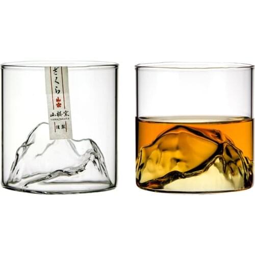 Whiskey Glass Bottom Raised Ice Mountain Design Tumbler for Drinking Bourbon,Scotch,Cocktails or Tea Gift Package Liquor Shot