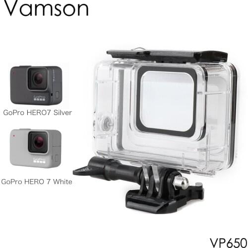 Vamson Special Waterproof Shell Waterproof Case Housing Mount Accessory for Go Pro Hero 7 Silver/White Camera VP650