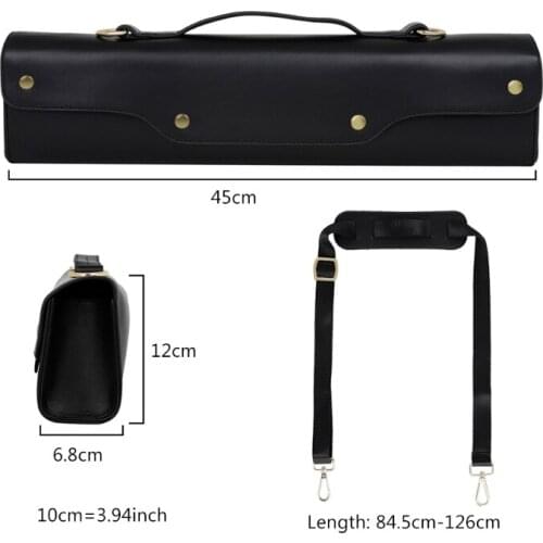 Water-Resistant Flute Storage Bag Synthetic Leather Flute Case Adjustable Shoulder Strap Musical Instrument Accessories 448D