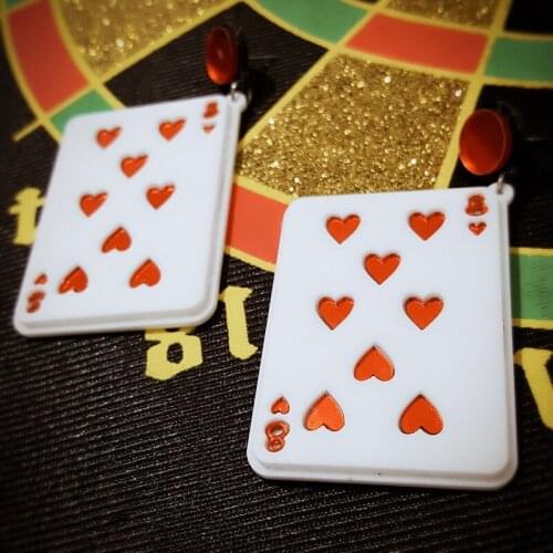 2021 Women Earrings Poker Pandent Earrings Charm Hip Hop Girls Gift Cute Stud acrylic jewelry Evening Party Earring