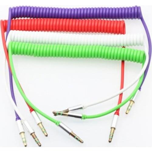 1PC 3.5mm Male To Male Audio Cable AUX Stereo Car Audio Cable 3.5mm Jack Flexible Extension Retractable Color Spring Audio Cable
