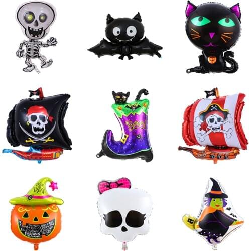 1pc Halloween Balloon Pumpkin Witch Bat Skull Aluminum Foil Balloons Happy Halloween Party Decor Supplies Helium Balloons