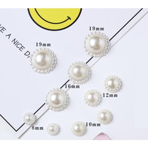 10/15/20pcs Flatback Sunflower Pearl Buttons For Kids Hair Accessories Bow Knot Decoration Craft Diy Handmade Material