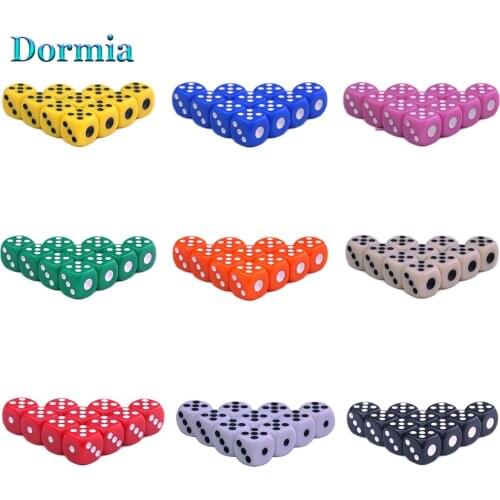 10 Pcs/set Acrylic Opaque 14mm Rounded Corners with Standard Dots Game Dice 6 Sided,for Drinking Gambling Club Bar Toys