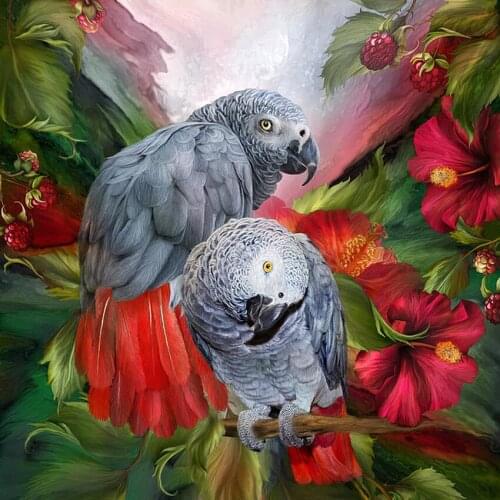 3d Diamond Embroidery Needlework Two Parrots Full Square Drill Rhinestone Painting Cross Stitch Crafts 3D DIY Diamond Painting