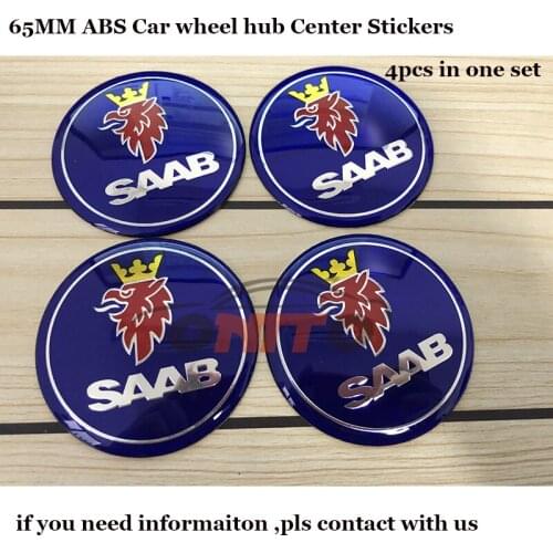 4PCS /SET 65mm Car logo Badge Emblem Wheel hub stickers Auto wheel center covers for 9-3 9-5 93 95 BJ SCS Decals