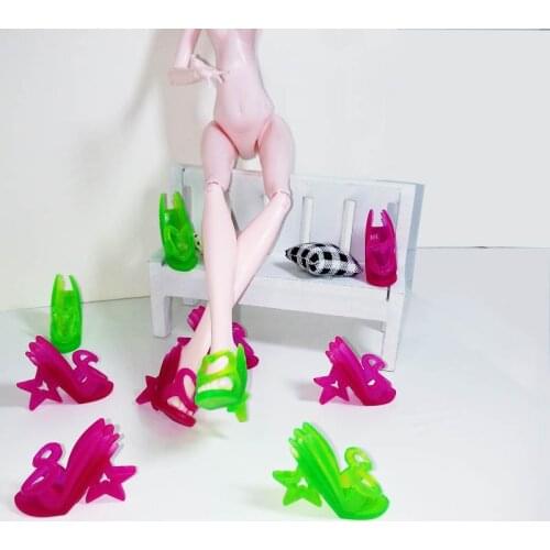 5pairs/lot Doll Accessories Fashion Doll Shoes For Monster High Dolls High Heel Star Sandal Shoes For Monster Doll Kids Toy