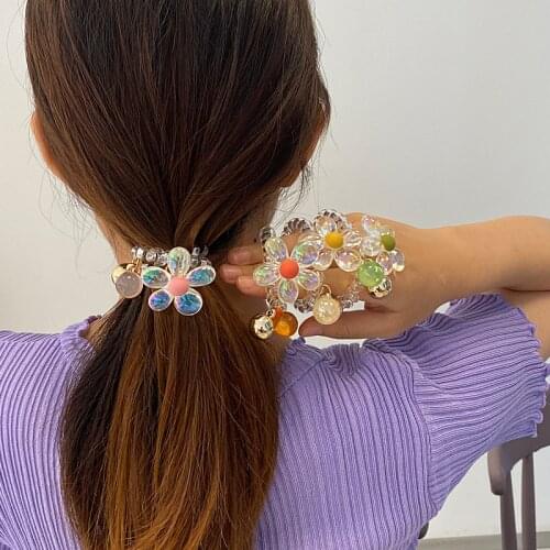 5pcs/pack High Class Hair Elastics for Women Invisibobble Hair Tie Resin Flower for Women Ponytail Holder Accessories