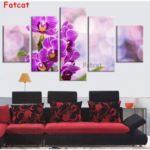 5D diamond painting cross - stitch orchid square, round diamond painting Mosaic home decoration digital puzzle 5 pieces PP1975