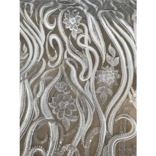 African Lace Fabric Embroidered Nigerian Lace Fabric with beads High Quality J-668887 lace French Tulle Lace Fabric Wedding