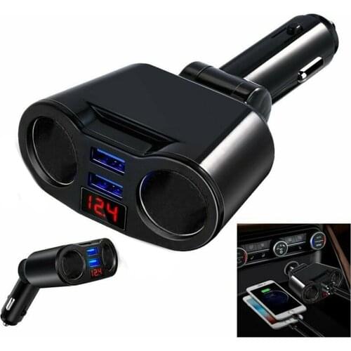 SOONHUA Car Charger Dual USB Chargers 2-Way Car Cigarette Lighter Socket Splitter Adapter Charger DC 5V 3.1A