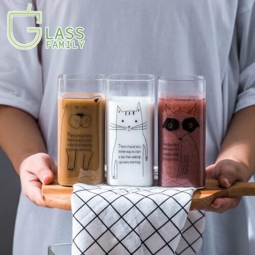 GF Cute Coffee Mugs with Animal Pattern Wine Glasses Glass Cups for Water, Juice, Beer, Drinks, and Cocktails and Mixed Drinks