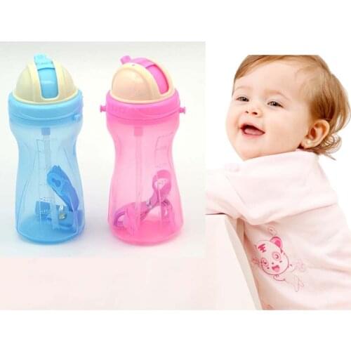 400 ML PP Plastic Sippy CupBaby Feeding Bottle Handle Automatic Straw Non-slip Defence Fall Anti Flatulence