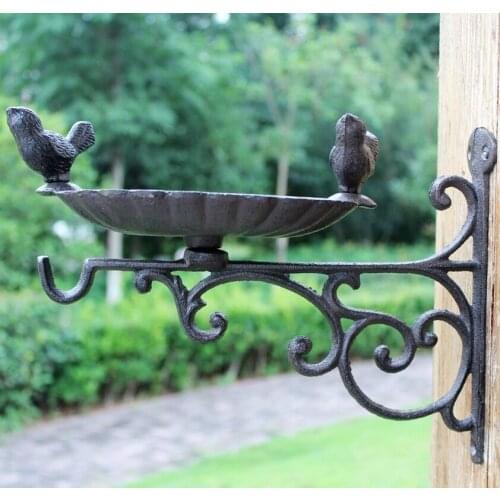 Cast iron crafts wrought iron hook double bird European style garden hanging blue hook bird food basin decorative hook LB81122
