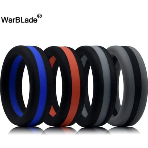 WarBLade Colorful Three Layered Silicone Ring Hypoallergenic Crossfit Flexible Rubber Finger Ring For Men Women Wedding Rings