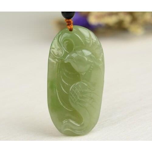 H47#Hetian jade green pendant, Qinghai powder green parrot pendant