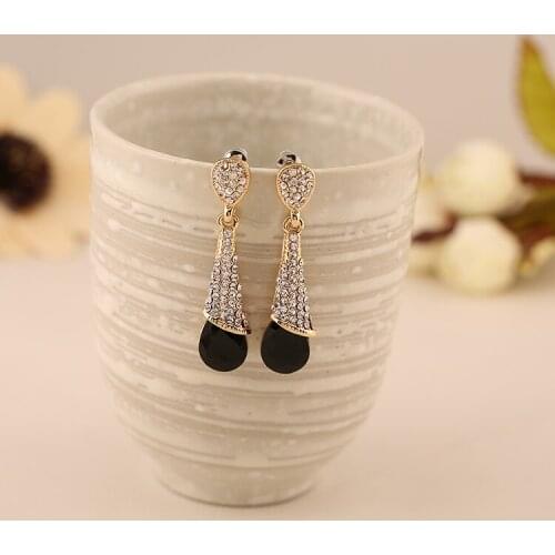 Hot Selling multicolor water droplets shape Classic Romantic Elegant crystal Stud Earrings for Women Girl Piercing Jewelry