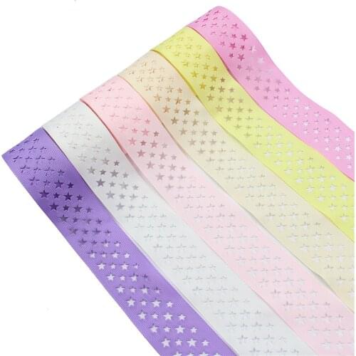 1-1/2'' 5yards Hollow Star Grosgrain Ribbons 38mm DIY Handmade Child Bow Wedding Decoration Gift Wrap Material,L-20527-451