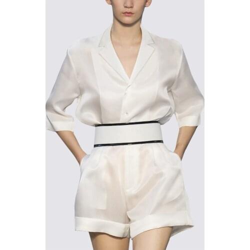 Small fragrance temperament high waist wide leg shorts suit two-piece for women