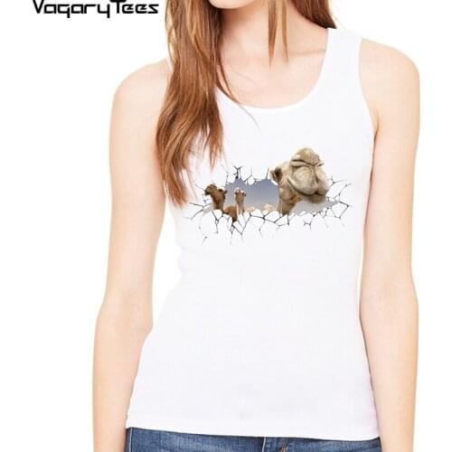 Cute Women camel Printed Lovely Vest Novelty Summer Camisole summer womens camel 3D Vivid print mens Funny design clothing