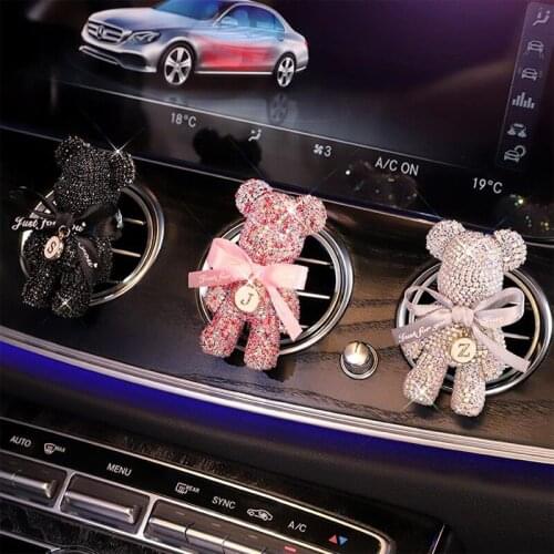 Fashion Styling Diamond Crystal Diffuser Car Decor Cartoon Gloomy Bear Car Perfume Fragrance Clip Auto Vent Air Freshener Scent