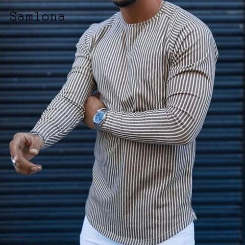 Men Fashion Top Long Sleeve Model Stripes T-shirt Masculinas 2021 Autumn Casual Pullovers Mens Slim Tees Shirt Plus Size S-4XL
