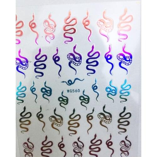 A pack of 10 pieces of colorful snake, dragon and phoenix nail decoration glue applique accessories