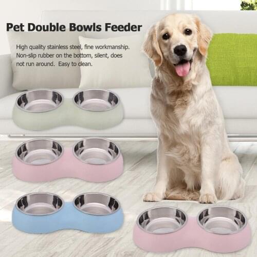 Non-Slip Dog Food Feeding High Quality Stainless Steel Material Fine Workmanship Water Drinking Bowl Pet Double Bowls Puppy