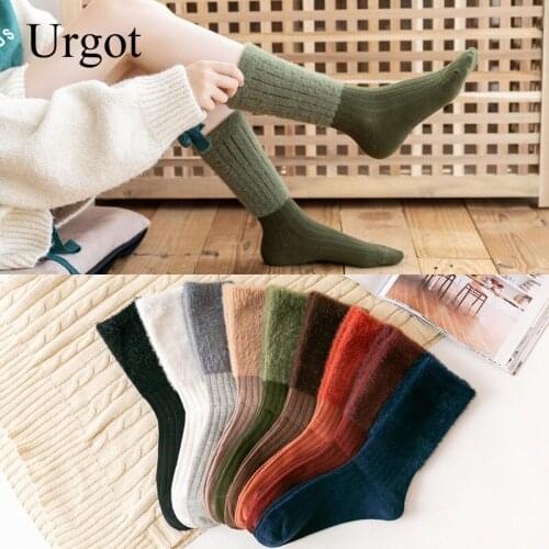 Urgot 5 Pairs Womens Autumn Winter New Fashion Mink Velvet Socks Female Cotton Long Tube Sock Personality Retro Pile Socks Sox