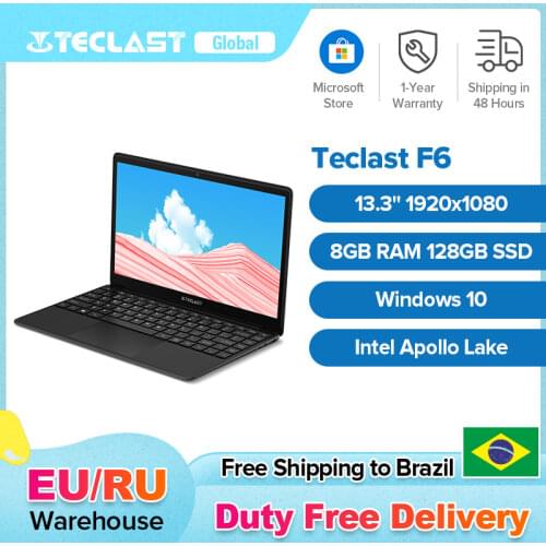 Teclast F6 Laptop 13.3 Inch FHD IPS 1920x1080 Intel Apollo Lake Windows 10 Notebook 8GB LPDDR4 128GB SSD Dual Wi-Fi