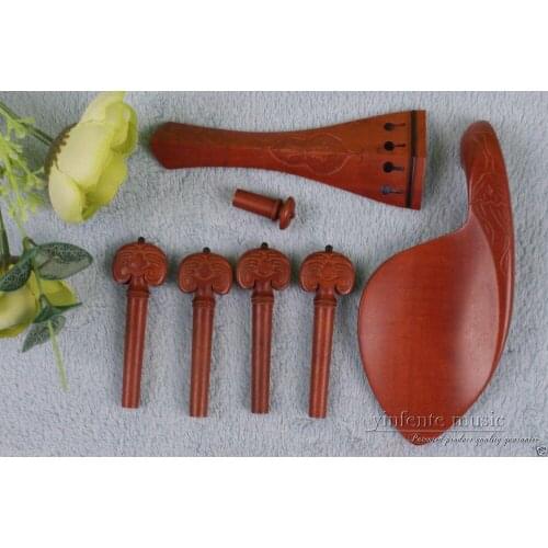 New 2set 4/4 violin ebony parts jujube wood tailpiece peg chinrest endpin #452