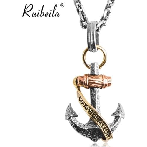 Ruibeila new creative boat anchor pendant fashion accessories nautical ship hook 925 silver boat anchor necklace