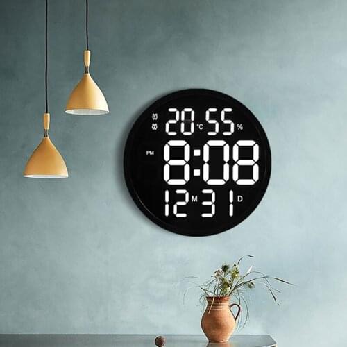New Wall Clock Led Large Clock Mute Digital Temperature and Humidity Electronic Clocks Modern Design Watch Home Decoration