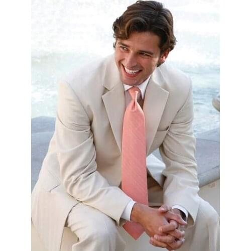 ANNIEBRITNEY Ivory 2 Piece Slim Fit Men Formal Suit Tailor Made Skinny White Groom Wedding Tuxedo Prom Wedding Men Suit Set