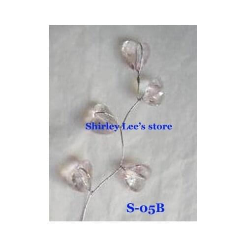 Wholesale--1080pcs PRETTY pink jewel heart spray WEDDING FAVOUR wired stem(Free Shipping)